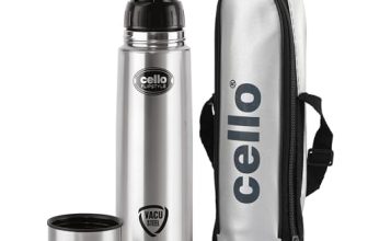 Cello Flipstyle Thermosteel Flask With Thermal Jacket 1000Ml, Silver | 24 Hours Hot & Cold Water Bottle | Flask For Tea Coffee | Rust & Leak Proof | Ideal For Office, Gym, Home, Kitchen, Travel Bottle