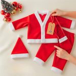 Graphene Santa Claus Dress Merry Christmas Xmas Santa Costume Red & White Set For Children With Jacket Pant Cap Pouch Kids New Born Boy & Girls (Pack Of 1) (Size – 0, 0 Month To 6Month)