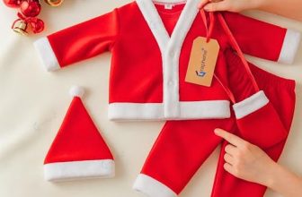 Graphene Santa Claus Dress Merry Christmas Xmas Santa Costume Red & White Set For Children With Jacket Pant Cap Pouch Kids New Born Boy & Girls (Pack Of 1) (Size – 0, 0 Month To 6Month)
