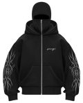 Be Savage Ninja Balaclava Zipper Hoodie Zipper Jacket For Men Winterwear Jackets For Men (Black, L)