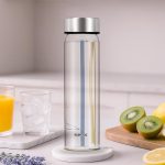 Borosil Artisan Series 550 Ml Wide Mouth Glass Bottle With Metal Lid | 100% Borosilicate, Fridge Safe, Leakproof, Easy To Carry | Store Water, Lassi, Juice, Smoothies | Dishwasher Safe (Sintra)