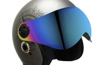 Turtle Helmet Star With Visor Half Face With Scratch Resistive Rainbow Visor & Hard Shell Abs Plastic Helmet, Grey, Large Size, (L-60 Cm)