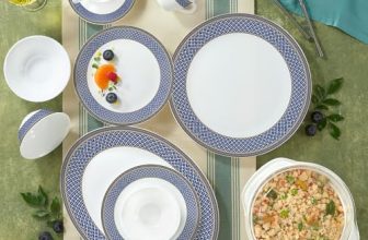 Larah By Borosil Emerald Weave Opalware Dinner Set | 61 Pcs For Family Of 8 | Microwave & Dishwasher Safe | Bone-Ash Free | Crockery Set For Dining & Gifting | Plates & Bowls
