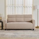 Home Centre 3 Seater Helios Emily Fabric Sofa| Fabric Sofa| (Beige) |1 Year Warranty