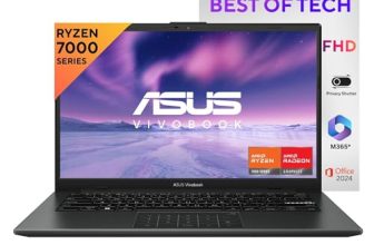 Asus Vivobook Go 14, Amd Ryzen 3 7320U, 8Gb Ram, 512Gb Ssd, Fhd 14″, Windows 11, Office Home 2024, Mixed Black, 1.38 Kg, E1404Fa-Nk3325Ws, Amd Radeon Igpu, M365 Basic (1Year)*, Thin & Light Laptop
