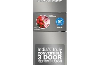 Bosch Maxflex Convert 303L 3 Star Inverter Frost Free Triple Door Refrigerator (Cmc33S03Ni, 8-In-1 Convertible, Uv Protected Body Shield, Vitafresh Technology, Adaptive Ui, Sparkly Steel)