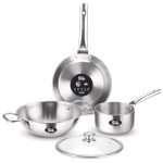 Milton Pro Cook Triply Stainless Steel 4 Pc Induction Cookware Set, Tea Pan 16Cm, Fry Pan 22Cm, Kadai With Glass Lid 24Cm, Even & Fast Cooking, Induction & Gas Ready, 3 Years Warranty By Manufacturer
