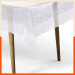 Bathla Matworks Albus Plastic Table Cover For Dining Table With White Lace – Circular – 60″ | Pebbles