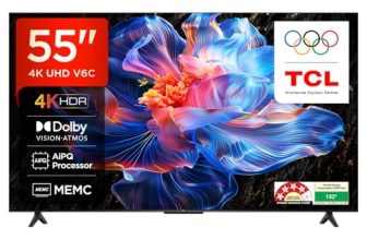 Tcl 139 Cm (55 Inches) Metallic Bezel Less Series 4K Ultra Hd Smart Led Google Tv 55V6C (Black)