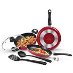 Milton Pro Cook Kitchen Pride Set Of 5 Non Stick Cookware | Non Induction I Cooking Pan, Kadhai With Lid, Tawa, Nylon Laddle & Spatula I Maroon