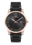 Ferro Stainless Steel Analog Black Dial Men’S Watch-F81883A-898-R, Band_Brown