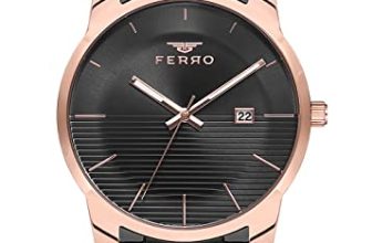 Ferro Stainless Steel Analog Black Dial Men’S Watch-F81883A-898-R, Band_Brown