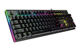 Vertux Gaming Keyboard, High-Performance Anti-Ghosting Wired Keyboard With 7 Colorful Rgb Effects, Aluminum Frame, Customizable Led Brightness And 104 Blue Mechanical Keys For Windows, Mac Os, Comando