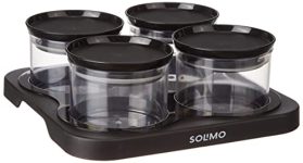 Amazon Brand – Solimo Airtight Plastic Storage Container Set, With 4 Containers (500Ml) & Serving Tray, Bpa Free, Black