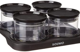 Amazon Brand – Solimo Airtight Plastic Storage Container Set, With 4 Containers (500Ml) & Serving Tray, Bpa Free, Black