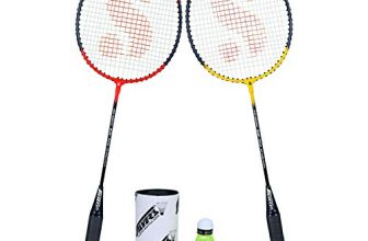 Silver’S Sb-100 Combo-5 (2 Badminton Rackets + 2 Pcs Plastic Shuttle) Red-Yellow