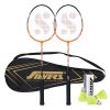 Silver’S Aluminium Blast Badminton Kit (2 Racquets With Full Cover, 1 Box Plastic Shuttlecock Pack Of 3)(Orange/Black)