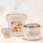Nayasa Plastic Sqr Dlx 3 Pcs Bathroom Set | Bucket 18 L + Mug 1.5 L + 508 Dlx Stool | Bathroom Set | Bath Set For Bathroom | Off – White