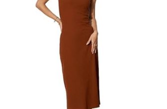 Barcino Brown Rib Strappy Slip-On Dress