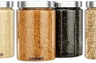 Amazon Brand – Solimo Plastic Storage Jar & Containers With Steel Cap Jar | Air Tight & Bpa Free Food-Grade Container | Kitchen Container Set | Multipurpose Jar | 1400 Ml Set 6 | Steel Lid