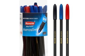 Reynolds Aeroslim Ball Pen Set – 25 Pens (15 Blue, 5 Black, 5 Red) | Pens With Comfortable Grip |Ball Pens For Writing | Pen For Students & Office Stationery | 0.7 Mm Tip Size