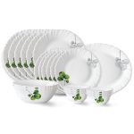 Larah By Borosil Oval Fluted Series Opalware Dinner Set | 21 Pieces For Family Of 6 | Microwave & Dishwasher Safe | Bone-Ash Free | Crockery Set For Dining & Gifting | Plates & Bowls | White