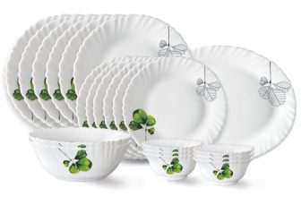 Larah By Borosil Oval Fluted Series Opalware Dinner Set | 21 Pieces For Family Of 6 | Microwave & Dishwasher Safe | Bone-Ash Free | Crockery Set For Dining & Gifting | Plates & Bowls | White