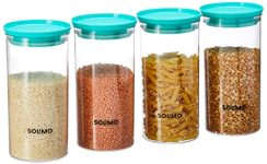 Amazon Brand – Solimo Airtight Plastic Storage Containers, Set Of 4 (1,400 Ml Each) (Blue)