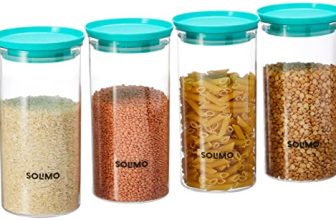 Amazon Brand – Solimo Airtight Plastic Storage Containers, Set Of 4 (1,400 Ml Each) (Blue)