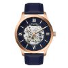 Timex Automatic Watch For Man With Blue Round Dial & Blue Leather Strap Band Water Resistant Men’S Wrist Watches – Tweg208Smu13