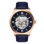 Timex Automatic Watch For Man With Blue Round Dial & Blue Leather Strap Band Water Resistant Men’S Wrist Watches – Tweg208Smu13