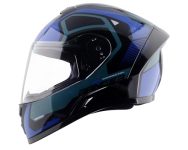 Vega Ranger Crew Isi Certified Gloss Finish Full Face Helmet For Men With Clear Visor-Black Blue-M