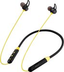 Wecool Neckband Wireless Headphones With 12 Hours Play Time Bluetooth(Yellow, Black, In The Ear)