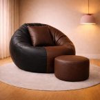 Shira 24 4Xl Tear Drop Bean Bag Cover  (Without Beans)(Black, Brown)