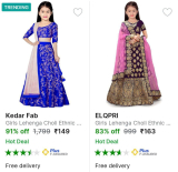 Upto 91% Off Girls Partywear Lehenga From ₹149