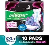 Whisper Bindazzz Nights Koala Soft Xxl+, Upto 0% Leaks Sanitary Pad(Pack Of 10)