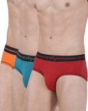 One8 By Virat Kohli Men’S Solid Brief (203R1_Brick Red/Orange/Sea Green_Small)