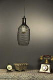 Tu Casa Hg-15 Bottle Shape Metal Mesh Pendent Light Iron Holder Type E-27 Size 11X5X29″-(Bulb Not Included)