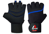 Aprodo Sports Weight Lifting Workout Gym Gloves With Wrist Support, Unisex, Free Size (Blue Black)