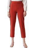 Kotty Women Solid Polyester Blend Red Orange Trousers (Red Orange,28)