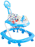 Amazon Brand – Solimo Baby Walker With Push Handle, Blue (Fabric Print May Vary)