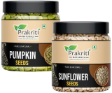 Prakriti Naturals Raw Pumpkin Seeds -250G And Sunflower Seeds – 250G For Eating Assorted Seeds & Nuts(2 X 250 G)