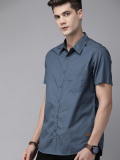 Roadster Men Solid Casual Dark Blue Shirt