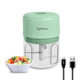 Lifelong Usb Rechargeable Wireless Electric Chopper For Kitchen 30 Watts With Stainless Steel Blades For Onion, Garlic, Vegetables, Nuts – 250 Ml (Green)