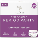 Azah Period Panties For Women Leak Proof (Pack Of 6) 500Ml Absorbent Disposable Panties After Delivery And Night Period Panties With 360° Leak-Proof Technology | S-M