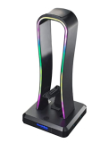 Cosmic Byte Vulcan Rgb Headphone Stand, Mouse Bungee And 4 Port Usb 2.0 Hub With Rgb Touch Control Button (Black)