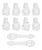 Glun® Drawer Locks Belt One Side Release Buckles Clips Strong Double Side Tape, Locks For Drawers, Cabinets, Fridge, Cupboard Safety Locks Pack Of 10 (Packof 10)
