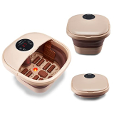 Lifelong Llm378 Electric Foldable Foot Spa Massager With 8 Manual Massage Rollers, Digital Panel & Water Heating Technology For Pain Relief| Pedicure Machine| Foot Massager (1 Year Warranty, Brown)