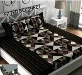 Decent Home 240 Tc Cotton Double Floral Fitted (Elastic) Bedsheet(Pack Of 1, Brown)
