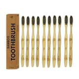 Imvelo Green Your Hygiene Bamboo Toothbrush | Adult Pack Of 10 | Charcoal Activated Soft Bristles | 100% Natural & Ecofriendly | Biodegradable & Compostable Wooden/Bamboo